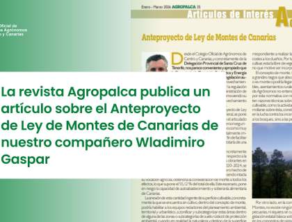 La revista Agropalca publica un artículo sobre el Anteproyecto de Ley de Montes de Canarias de nuestro compañero Wladimiro Gaspar