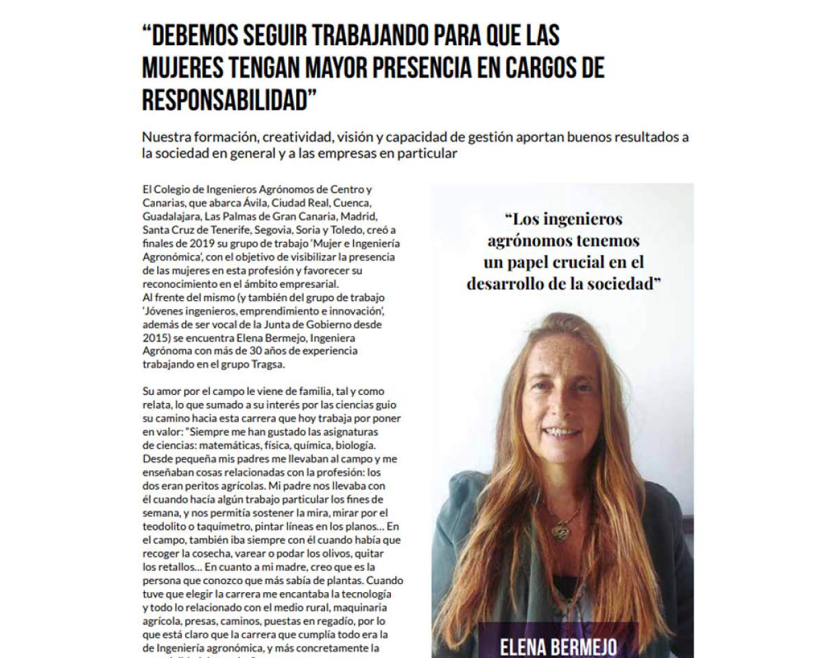 Reportaje "Debemos seguir trabajando para que las mujeres tengan mayor presencia en cargos de responsabilidad", con Elena Bermejo