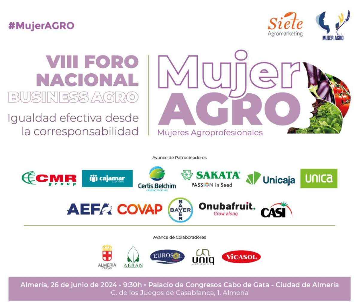 Almería será el escenario del VIII Foro Nacional Mujeres Agroprofesionales MujerAGRO